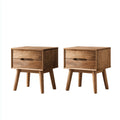 Wooden Bedside Tables Set of 2 - Solid Oak 40x35x50 cm - Rustic Style