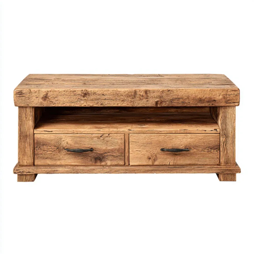 TV Stand Solid Wood 110x45x40 cm - Brown - Rustic Design