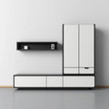 TV Stand and Media Unit - Wood and Metal 200x40x180 cm - Black/White - Modern Design