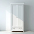Wardrobe Wooden 180x80x50 cm - White - Classic Design