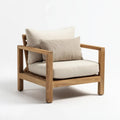 Wood Patio Lounge Chair 85x75x70 cm with Beige Cushions - Modern Design